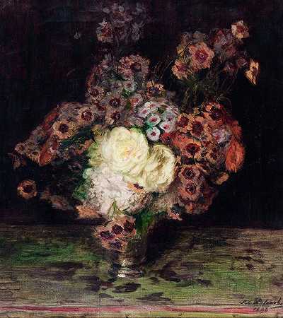 花瓶里的花`Fleurs Dans Un Vase (1898) by Jacques-Émile Blanche