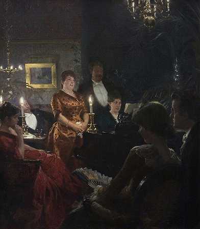 二重唱`A Duet (1887) by Peder Severin Krøyer