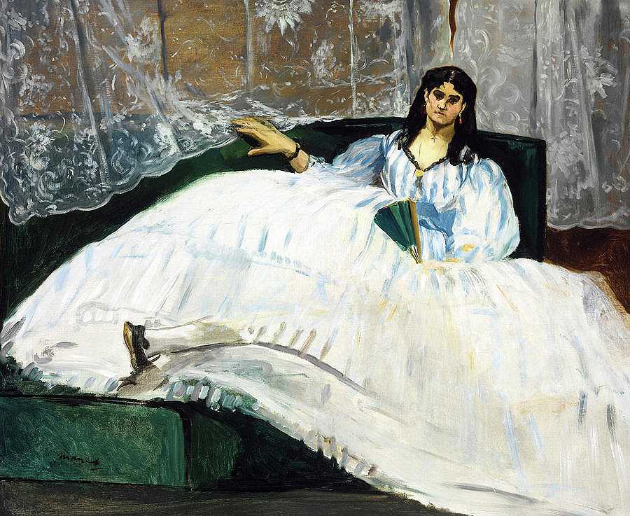 有扇子的女士`Lady with a Fan by Edouard Manet