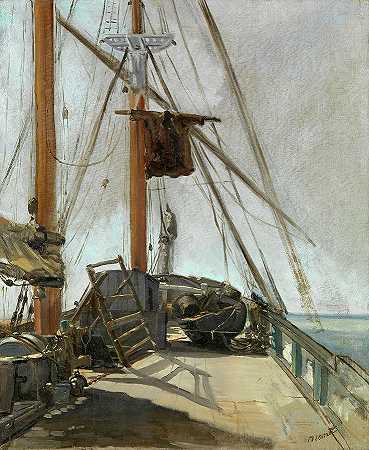 船的甲板`The ship\’s deck by Edouard Manet