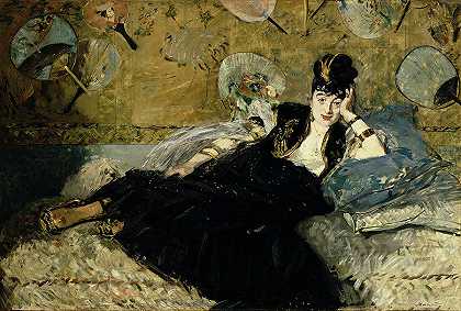 有粉丝的女人`Woman with Fans by Edouard Manet