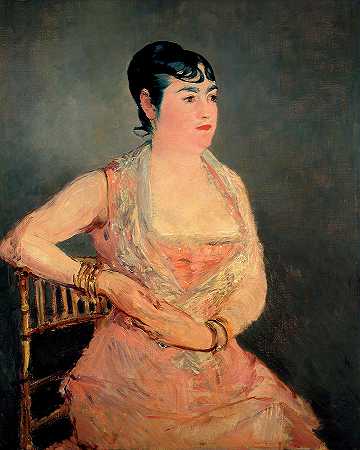 粉红女郎`Lady in Pink by Edouard Manet