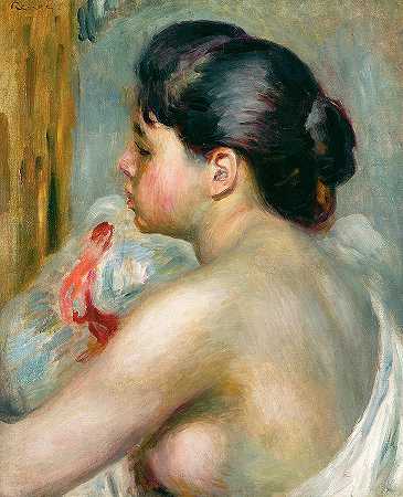 黑发女子`Dark-Haired Woman by Pierre-Auguste Renoir