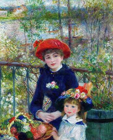 两姐妹，在露台上`Two Sisters, On the Terrace by Pierre-Auguste Renoir