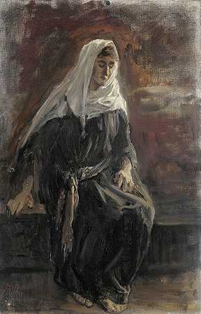 坐着的女人，可能是米哈尔`Zittende vrouw, waarschijnlijk Michal (1899) by Jozef Israëls