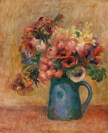 花瓶（花瓶）`Vase of Flowers (Vase de fleurs ) (c. 1889) by Pierre-Auguste Renoir