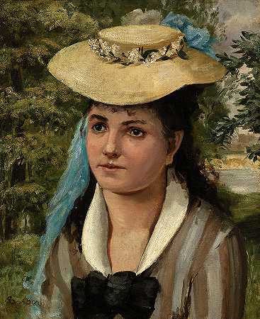 戴草帽的莉丝`Lise in a Straw Hat by Pierre-Auguste Renoir