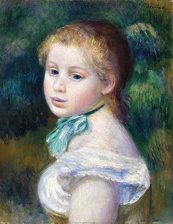 少女之首`Head of Young Girl by Pierre-Auguste Renoir