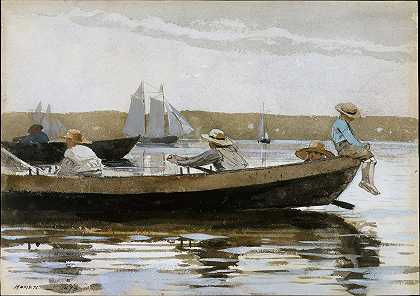 穿睡衣的男孩`Boys in a Dory (1873) by Winslow Homer