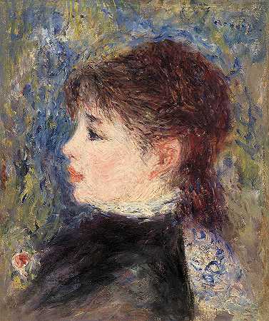 带玫瑰的女人`Woman with Rose by Pierre-Auguste Renoir