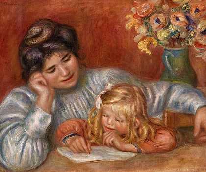 写作课`Writing Lesson by Pierre-Auguste Renoir