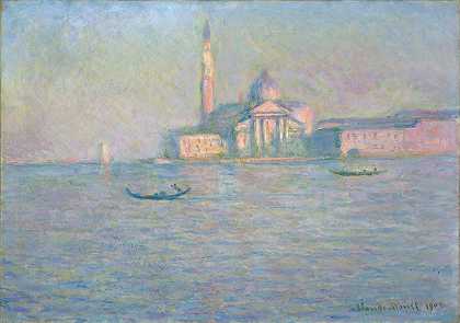 威尼斯圣乔治马焦尔教堂`The Church of San Giorgio Maggiore, Venice by Claude Monet