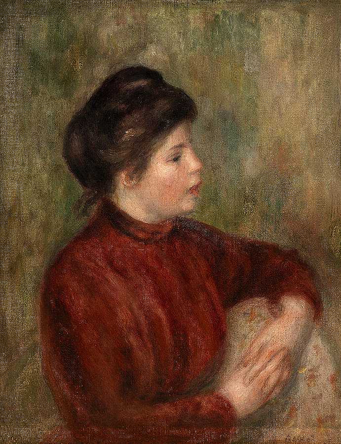 倚在椅子上的女人`Woman Leaning on a Chair by Pierre-Auguste Renoir