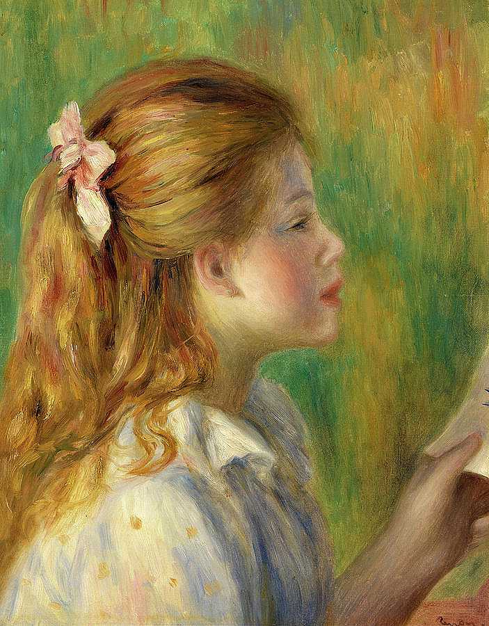 阅读`Reading by Pierre-Auguste Renoir