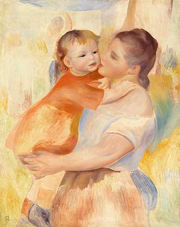 洗衣妇和儿童`Washerwoman and Child by Pierre-Auguste Renoir