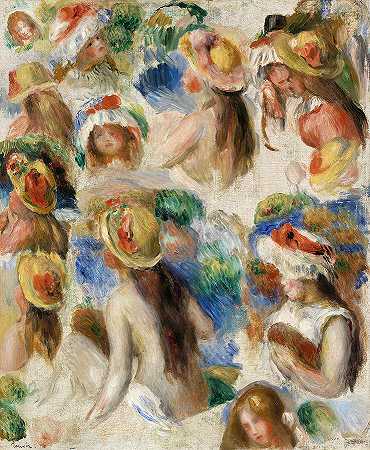 头部研究`Study of Heads by Pierre-Auguste Renoir