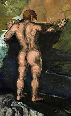 游泳者与岩石`Bather and Rocks by Paul Cezanne