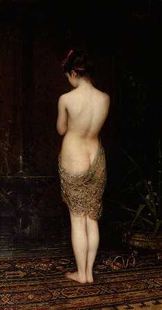 洗澡的女孩`Bathing Girl (1881~1884) by Pantaleon Szyndler
