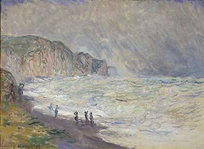 波维尔的波涛汹涌`Heavy Sea at Pourville (1897) by Claude Monet