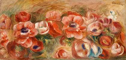 海葵花`Anemones flower by Pierre-Auguste Renoir