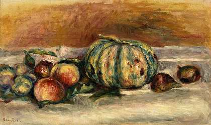 《甜瓜静物》`Still Life with Melon by Pierre-Auguste Renoir
