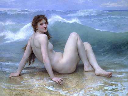 波浪模糊了`The Wave-La Vague by William-Adolphe Bouguereau