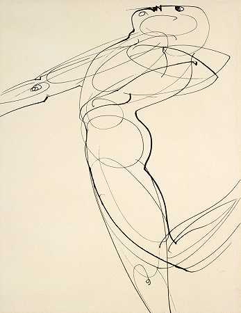 背影`Figure Bending Backwards (1931) by Oskar Schlemmer