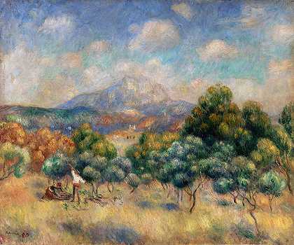 圣维克多山`Sainte-Victoire Mountain by Pierre-Auguste Renoir
