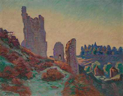 克罗赞特城堡的废墟`Les Ruines Du Château De Crozant (1898) by Armand Guillaumin