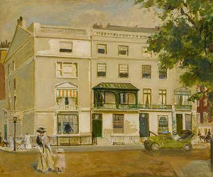伦敦贝尔格拉维亚卡多根广场`Cadogan Place, Belgravia, London (1905) by Jacques-Émile Blanche