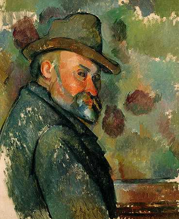 戴帽子的自画像`Self-Portrait with a Hat by Paul Cezanne