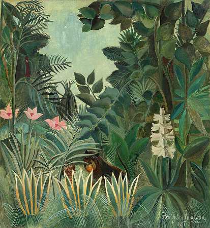 赤道丛林`The Equatorial Jungle by Henri Rousseau
