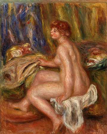裸体女性坐姿，侧面图`Seated Female Nude, Profile View by Pierre-Auguste Renoir