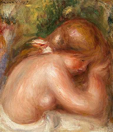 年轻女孩的裸体躯干`Nude Torso of Young Girl by Pierre-Auguste Renoir
