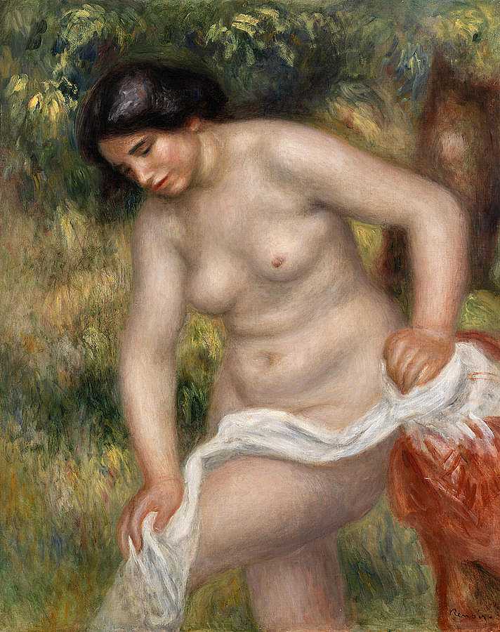 沐浴者擦干自己`Bather Drying Herself by Pierre-Auguste Renoir