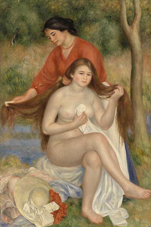 游泳者和女佣`Bather and Maid by Pierre-Auguste Renoir