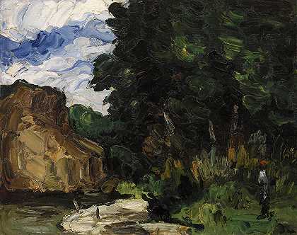 河湾`River Bend by Paul Cezanne