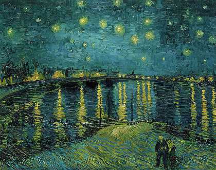 罗纳河上的星夜`Starry Night Over the Rhone by Vincent Van Gogh