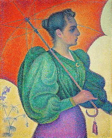 带伞的女人`Woman with Umbrella by Paul Signac