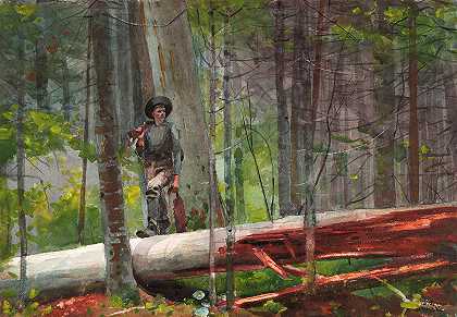 阿迪朗达克的猎人`Hunter in the Adirondacks by Winslow Homer