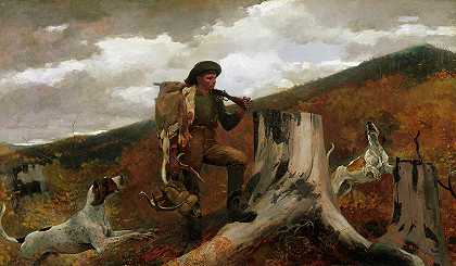 猎人和狗`A Huntsman and Dogs by Winslow Homer