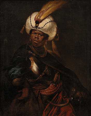 戴着头巾和盔甲的摩尔人`Moor Wearing a Turban and Armour by Karel van III Mander