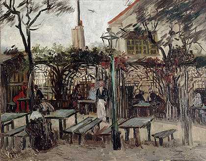 蒙马特一家咖啡馆的露台`Terrace of a Cafe in Montmartre by Vincent Van Gogh