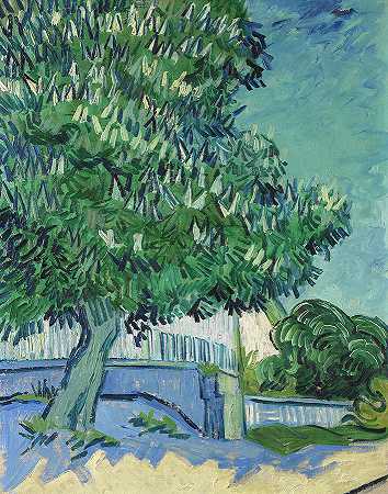 盛开的栗树`Blossoming chestnut trees by Vincent Van Gogh