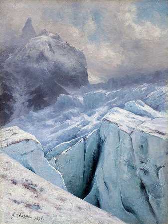 1896年的勃朗峰景观`View of Mont Blanc,1896 by Gabriel Loppe