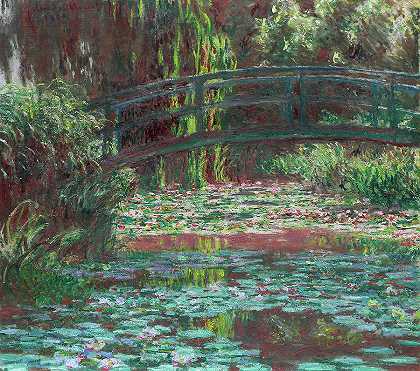 1900年睡莲池上的桥`The bridge over the waterlily pond 1900 by Claude Monet