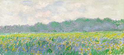 吉维尼的黄色鸢尾花`Field of yellow irises at Giverny by Claude Monet