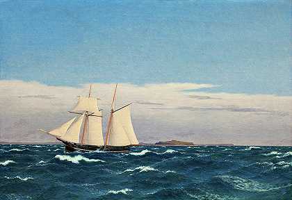 海景与赫杰姆岛和日德兰海岸`Seascape with the island of Hjelm and the coast of Jutland by Christoffer Wilhelm Eckersberg
