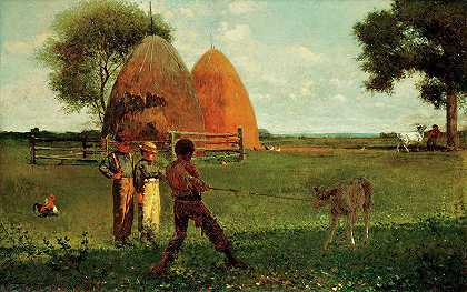 断奶`Weaning the Calf by Winslow Homer