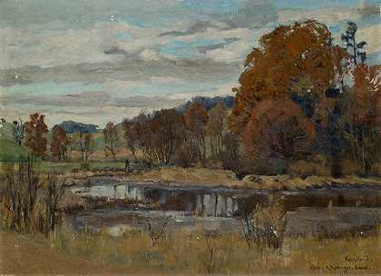 豪普特维尔附近的景观`Landscape near Hauptwil (1920) by Carl Theodor Meyer-Basel